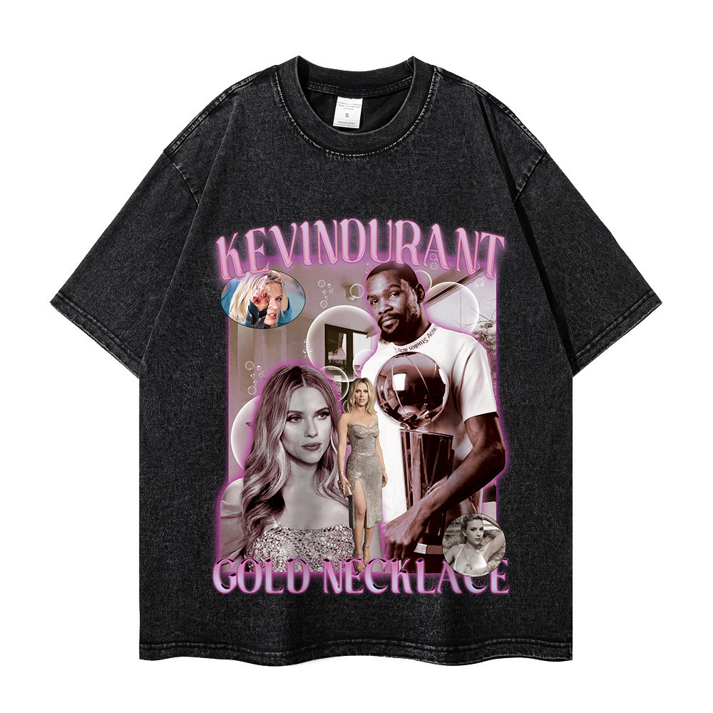 230G al por mayor transfronteriza lavada vieja manga corta verano algodón suelto todo partido retro calle moda marca ins comercio exterior