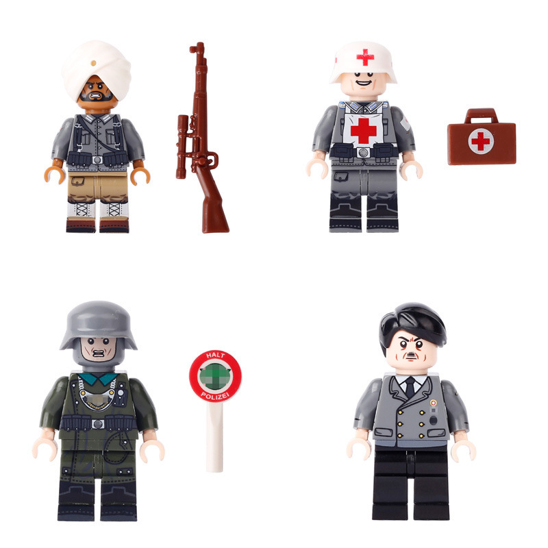 World War Ii Military Third-Party Minifigure Accessories Foreign Medical Soldiers Infantry Weapons Small Particle Building Blocks Toys Cross-Border