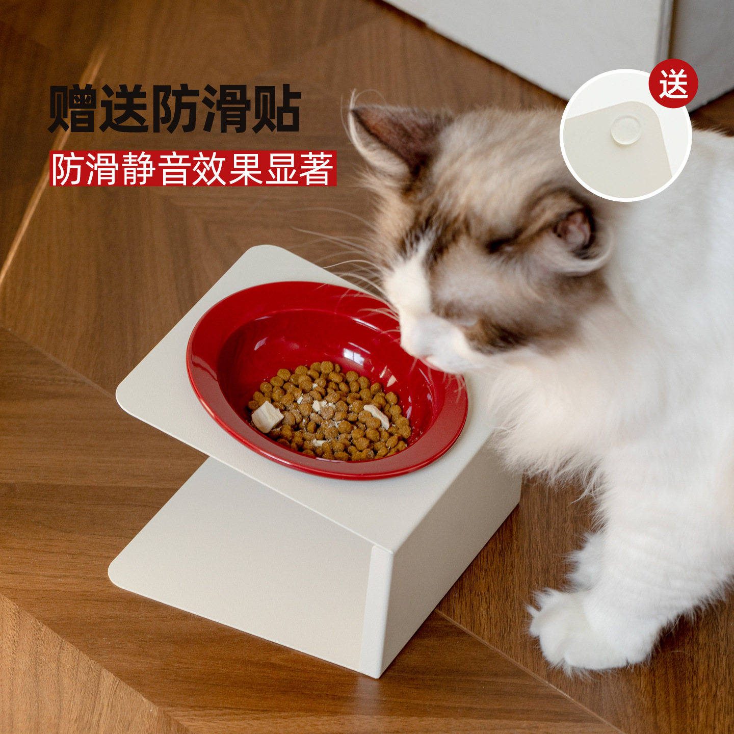 Cerámica de alto valor bd tazón doble para mascotas tazón para gatos protección de la columna cervical anti-volcado juego de tazón para gatos de grano de agua potable de gran calibre