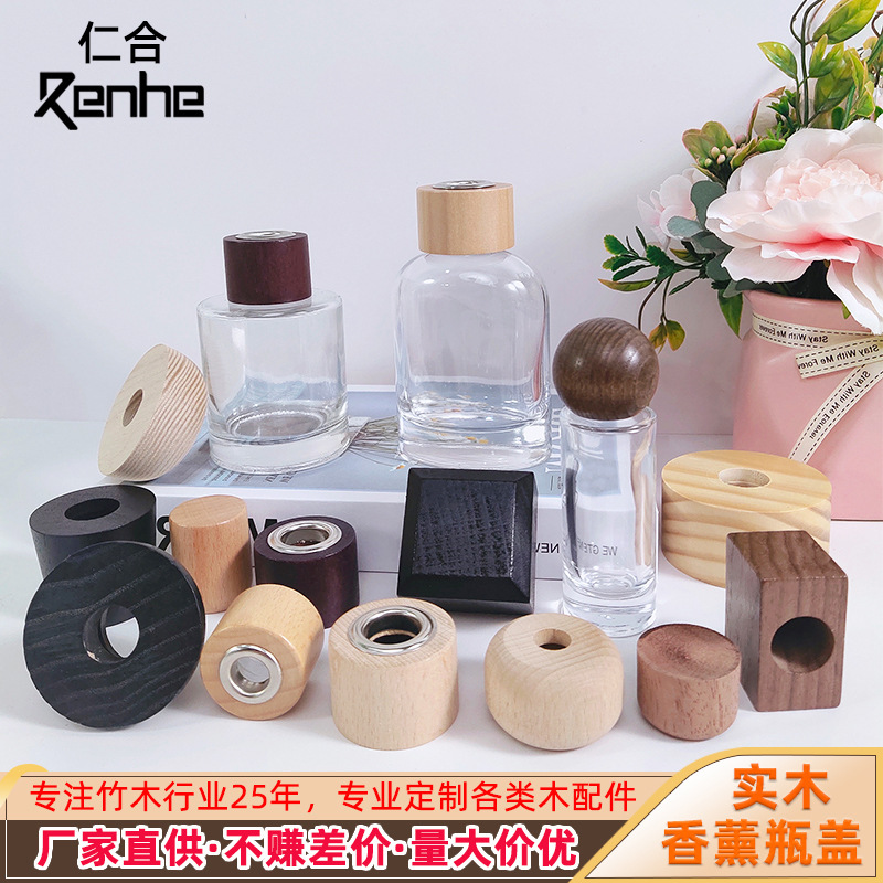 木製香水瓶の蓋 ガラス瓶の木製蓋 スキンケア製品 エッセンシャルオイル瓶 竹製ネジ式アロマ瓶 木製蓋 木工品|undefined