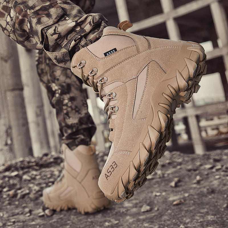 2025 zapatos de senderismo al aire libre de invierno para hombres, botas de combate altas de gran tamaño más botas tácticas de terciopelo, zapatos casuales al aire libre salvajes