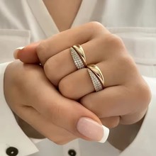 戒指女ins风小众食指指环个性冷淡风镶钻气质网红开口可调节戒子