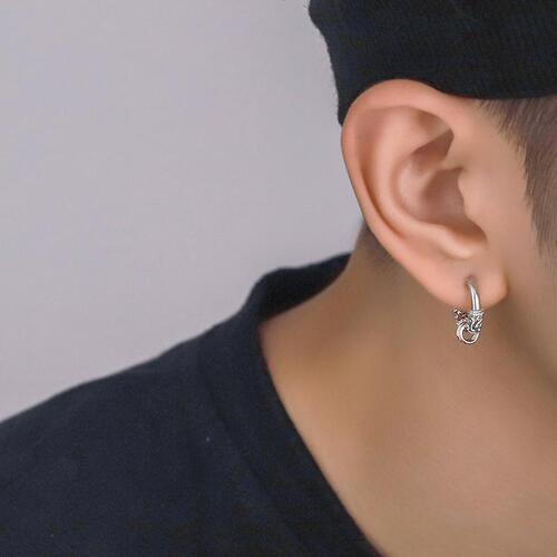 925 silver earrings for men niche personality men's earrings trendy ins simple European and American hip-hop rings trendy men's earrings earrings