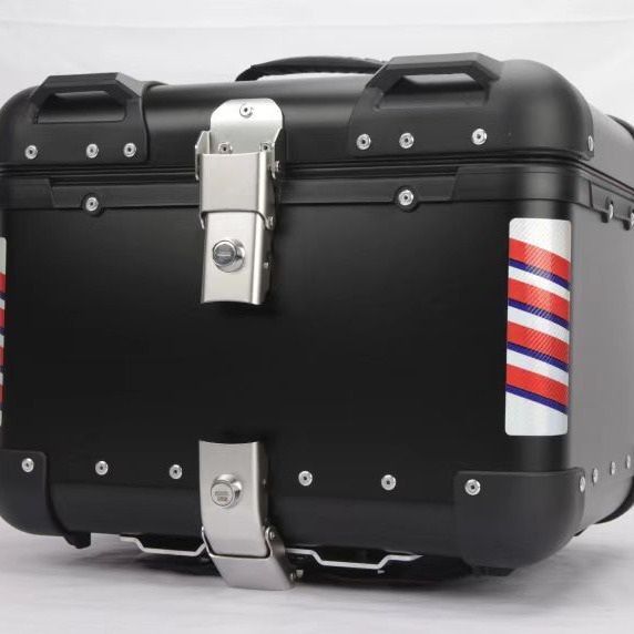Caja trasera de motocicleta de aleación de aluminio 45L Caja de scooter impermeable redonda plana desmontable de alta calidad