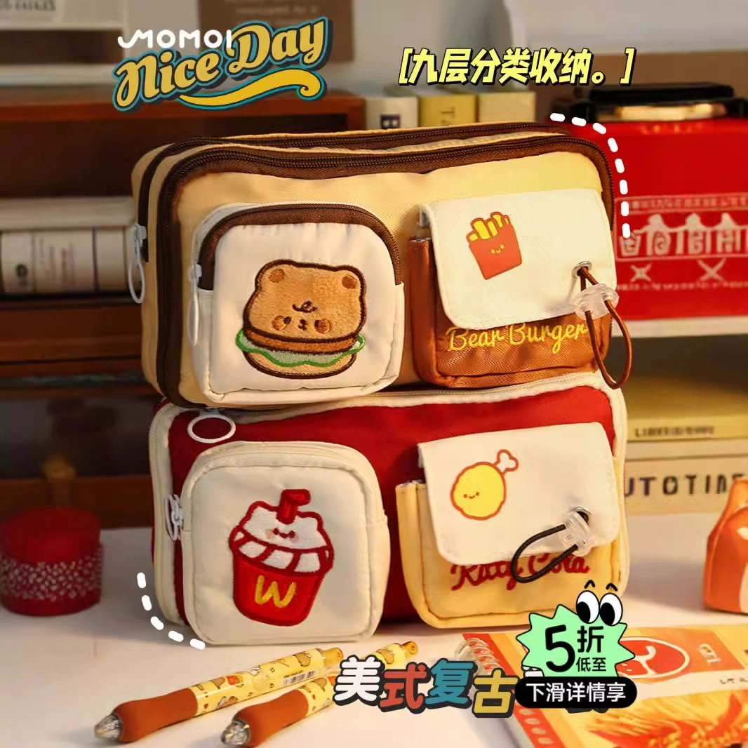 Вместительный пенал-бургер для девочек младших классов, стильный и эксклюзивный, новинка 2025 года, органайзер для канцелярии