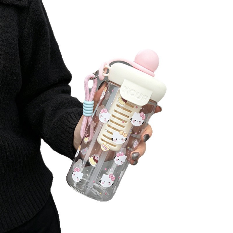차 거름망 스트랩 휴대용 빨대 물병 650ml