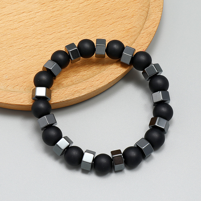 Fashion menu0027s jewelry beaded bracelet retro black gallstone stretch bracelet