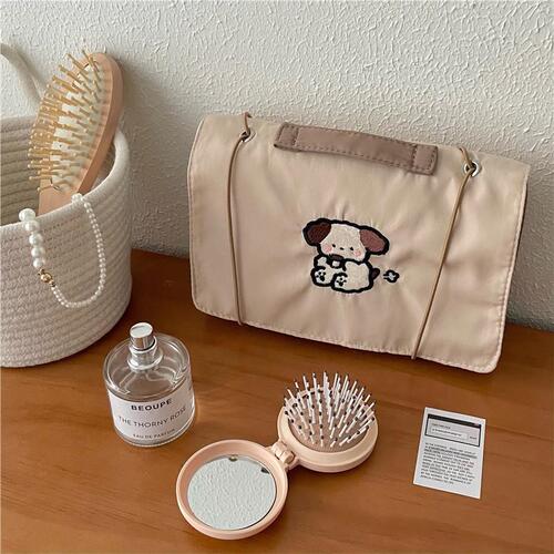 Original Milk Tea Dog Cartoon Cosmetic Bag Large Capacity High-Looking Mesh Removable Storage Bag Travel Toiletries Bag