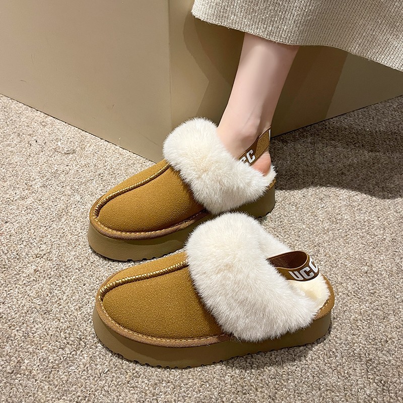 Botas de nieve para mujer para usar como ropa exterior zapatos peludos de suela gruesa 2023 otoño e invierno nuevo estilo de piel integrada más medias zapatillas con puntera de terciopelo_voghion.com