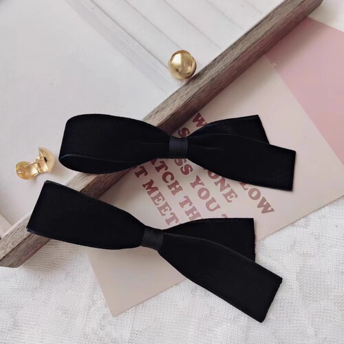 Velvet bow hair clip for women's back of head duckbill clip ins style girl hair clip high-end hair accessories side clip