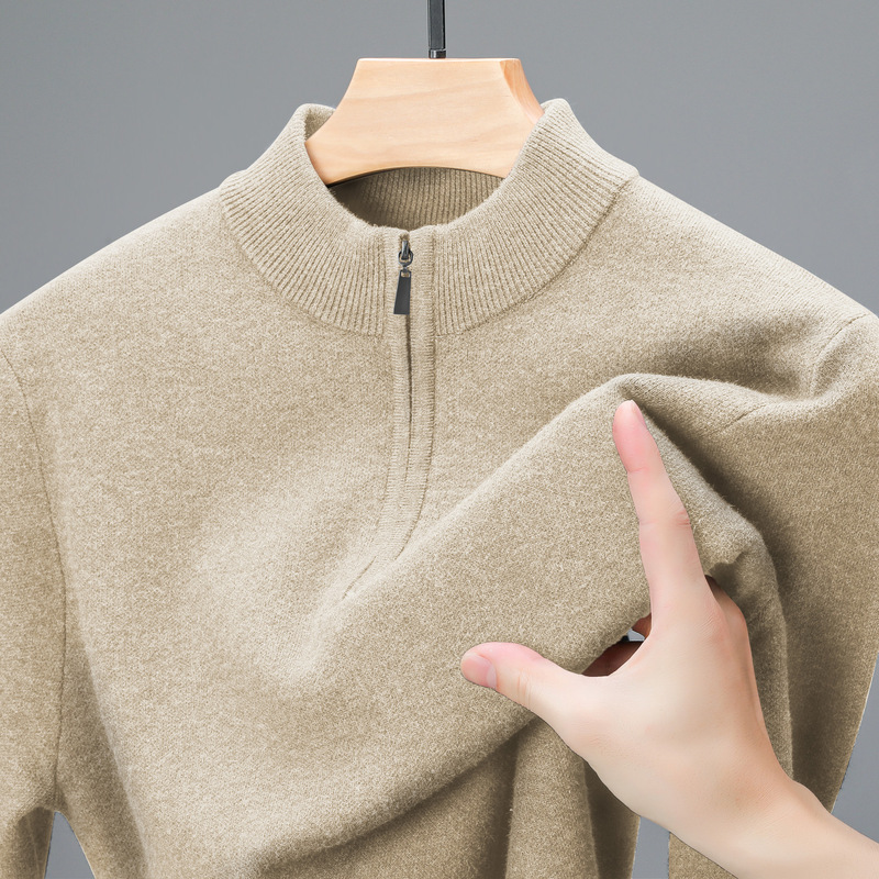 Cross-Border Export Autumn and Winter New Knitwear Half Turtleneck Knitwear Men's Pure Color Half Zipper Versatile Bottoming Shirt Top Cross-Border Export Autumn and Winter New Knitwear Half Turtleneck Knitwear Men's Pure Color Half Zipper Versatile Bottoming Shirt Top