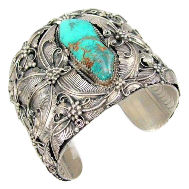 Deseo transfronterizo popular estilo indio pulsera abierta joyería vintage AliExpress tailandés plata azul turquesa mariposa mano image 1