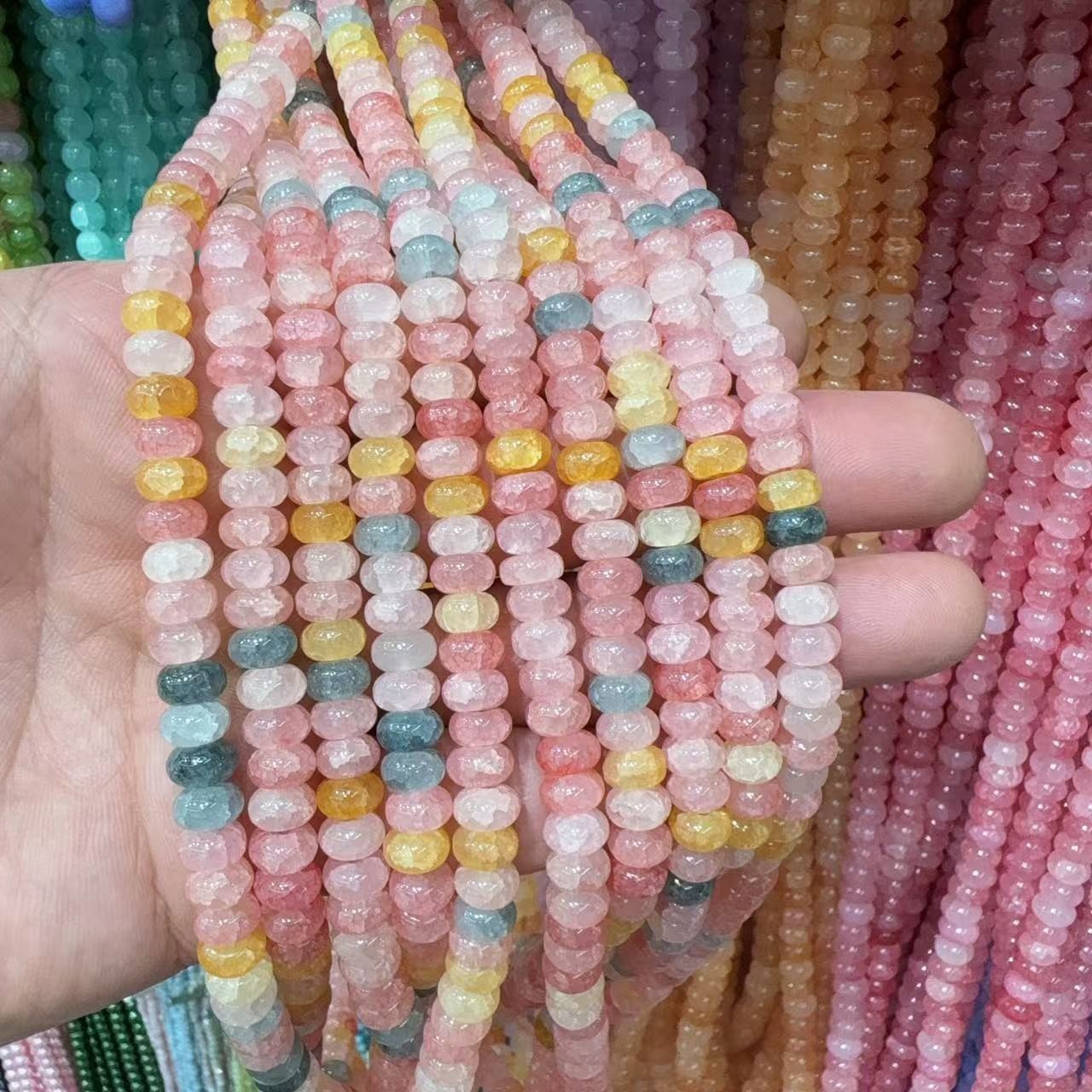 5×8 Water-dyed Abacus Beads, Wheel Beads, Imitation Glass Spacer...