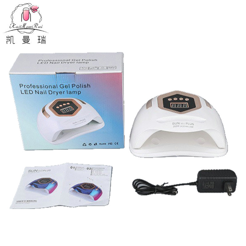 Lámpara de uñas inteligente con asa, pegamento de esmalte de uñas, lámpara para hornear para uñas 268W, secador de luz de fototerapia led de alta potencia