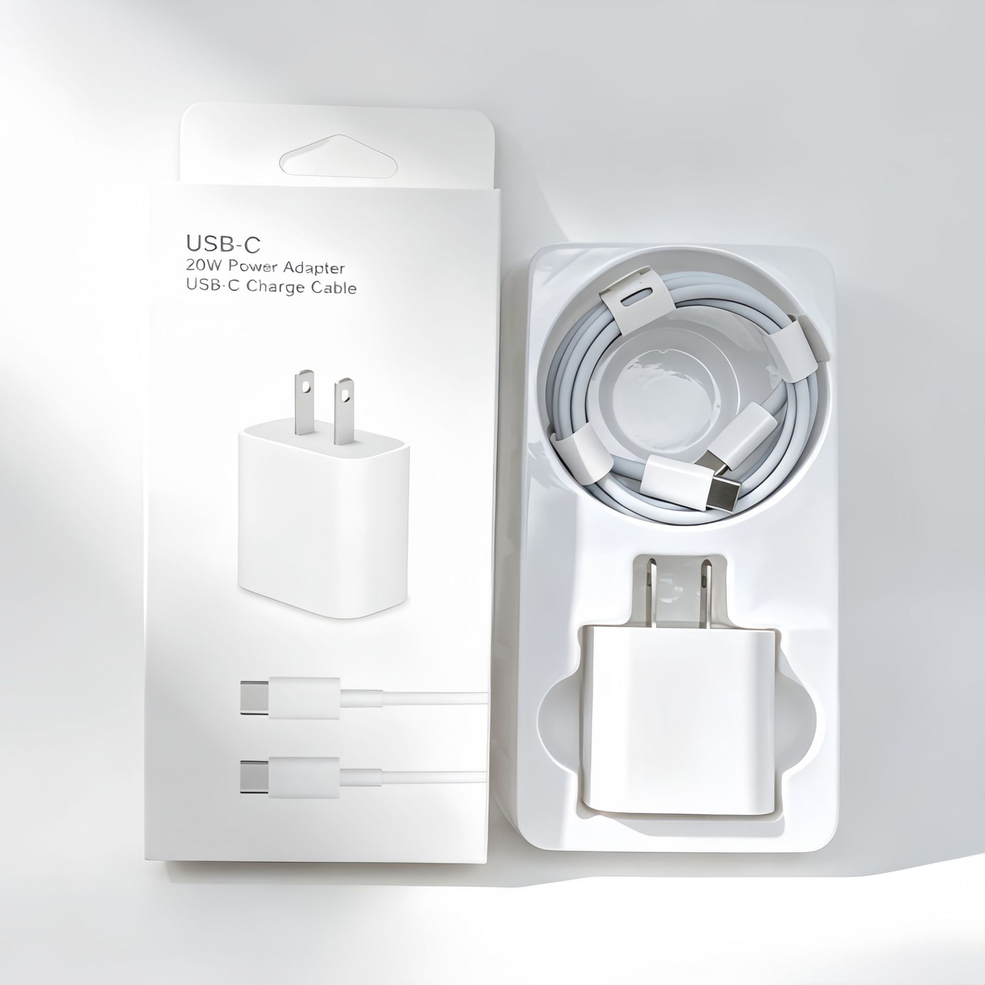 Juego de Cargador de Carga Rápida Estándar EE. UU. PD20W Type-C para iPhone 14-17 de ABS