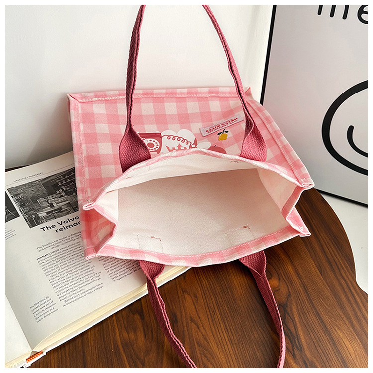 Cute cartoon cat canvas bag 2025 new style large-capacity simple and convenient tote bag with fashionable printing undefined