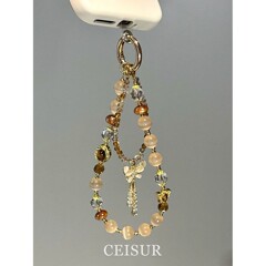 美拉德猫眼虎眼石水晶蝴蝶流苏手机链精致百搭包挂件ccd相机挂饰