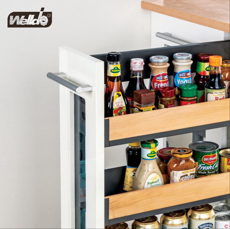 Welldo纬东 厨房地柜三层侧式拉篮橱柜抽屉式三层侧式收纳拉篮