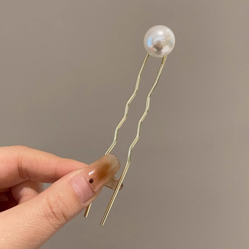 2025 nueva horquilla perla en forma de U, nueva horquilla de pelo de alto nivel femenino chino, horquilla, peine, dispositivo de fijación de cabello