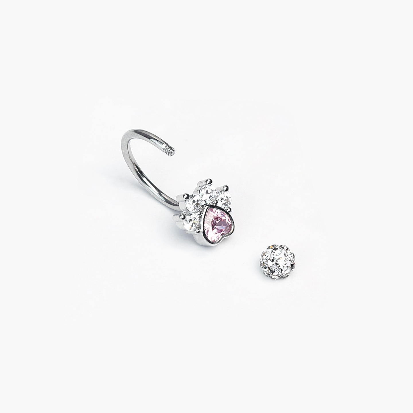 3-Color Sparkling Rhinestone Cat Claw Lip Ring C-Shaped Lip Hoop Labret Stud Body Piercing Jewelry Wholesale detail image 9