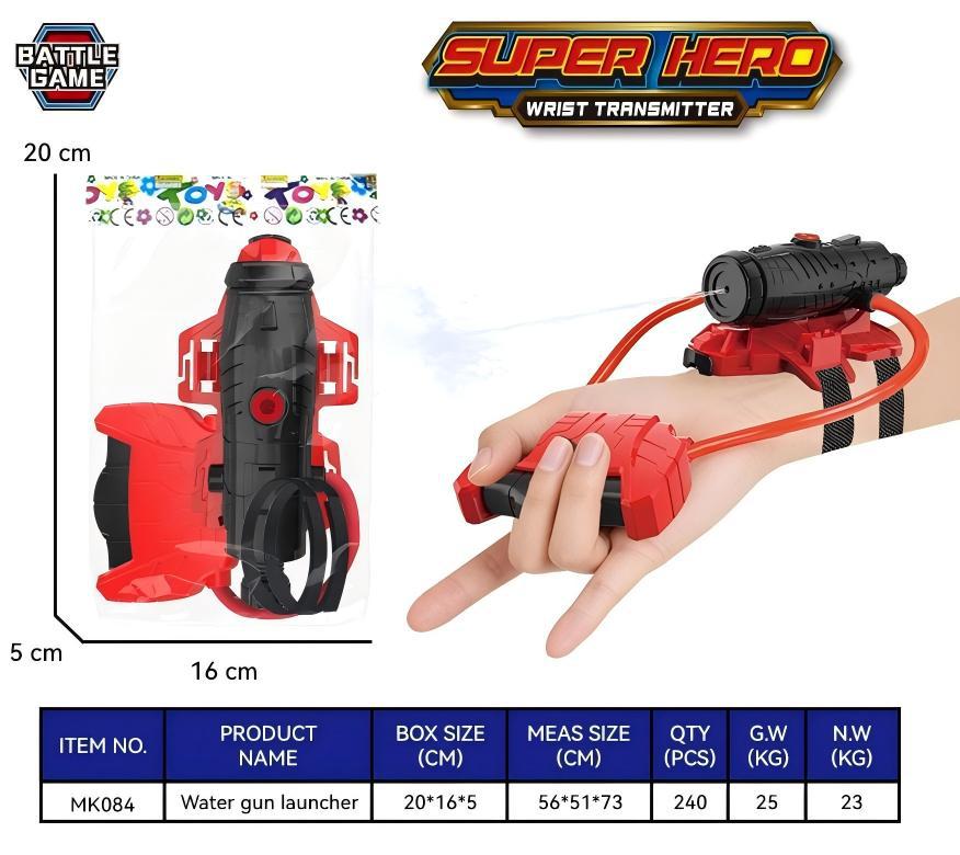 Lanzamiento transfronterizo pistola de agua eléctrica Spider Hero negro sentido de la tecnología de los niños guantes de pistola de agua tipo pulsera al por mayor