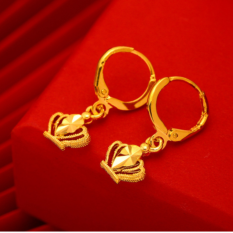 Vietnam Gold Earrings Women's Gold Plated Fashion Gypsophila Earrings Transfer Beads Love Earrings Send Mom Send Grandma