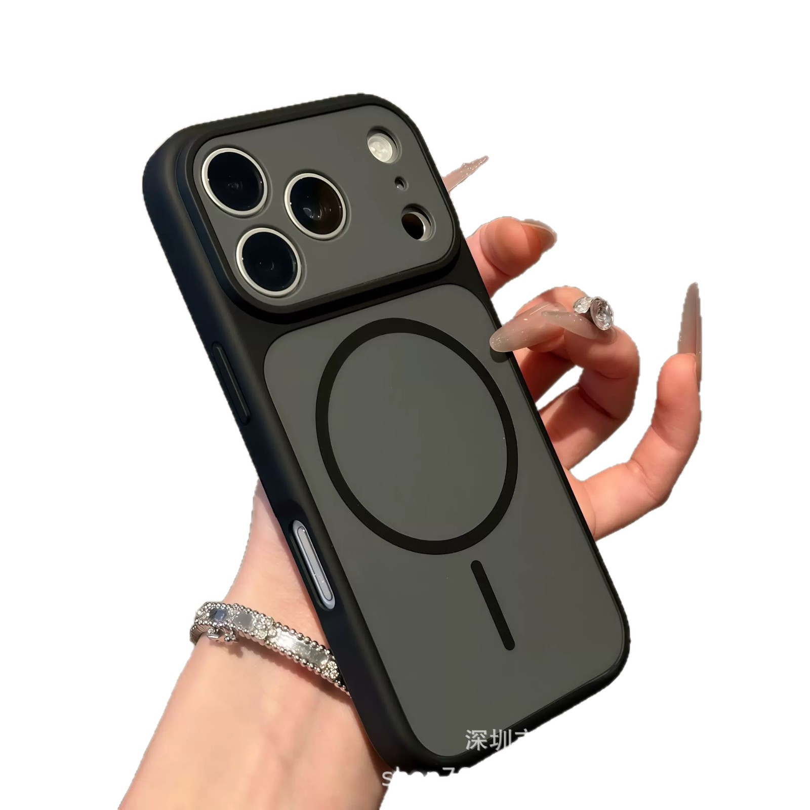 Nuevo escudo de color de dos colores para la absorción magnética de la piel para iPhone17PRO, cubierta protectora de Apple 16 / 15