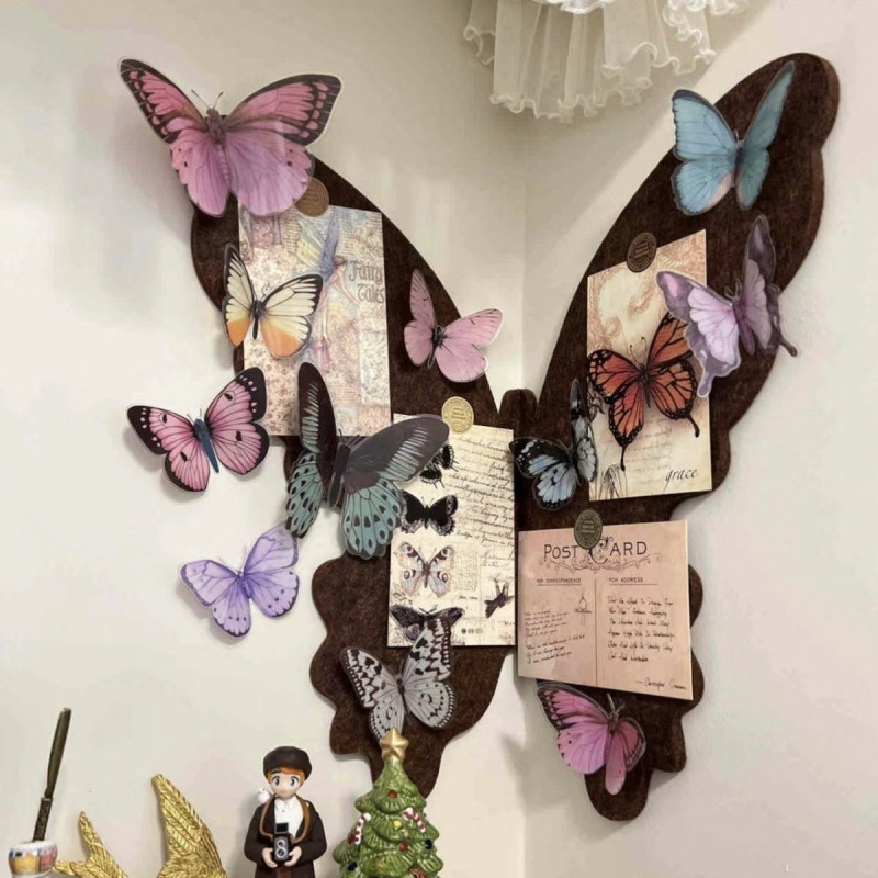 Ensemble de papillons français en feutrine - Décoration murale sans perçage pour chambre, entrée et salon_voghion.com