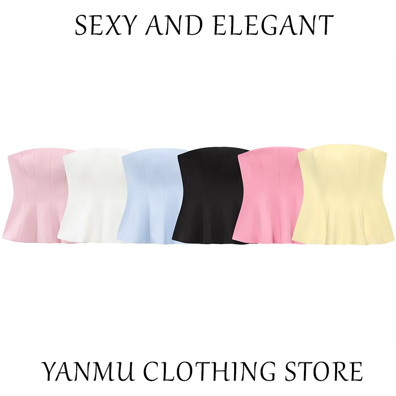 2025 Summer Hot-Selling European and American Ins-Style Fashionable Women's Clothing, Sexy Short Skirt-Style Hem Tube Top, Sexy 2025 Summer Hot-Selling European and American Ins-Style Fashionable Women's Clothing, Sexy Short Skirt-Style Hem Tube Top, Sexy