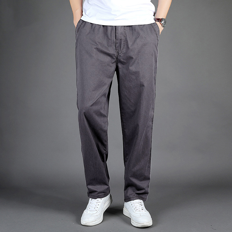 2025 nuevo estilo transfronterizo pantalones casuales de algodón pantalones rectos sueltos para hombres pantalones de papá de mediana edad monos pantalones elásticos