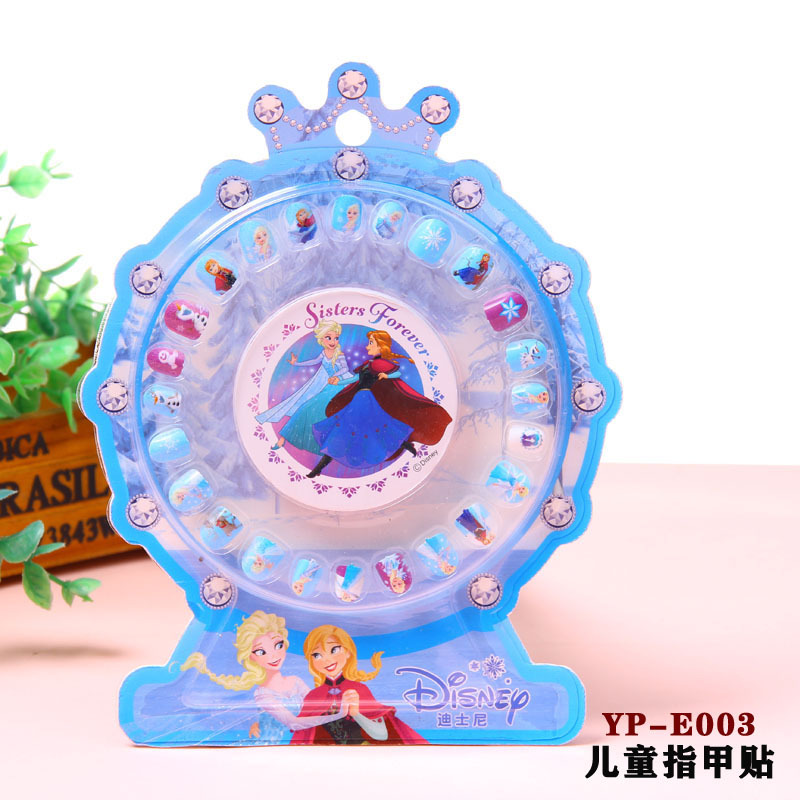 Genuino autorizado de los niños de dibujos animados de diamantes Pegatinas de oído hielo princesa uñas pegatinas chica uñas pegatinas con lima de uñas