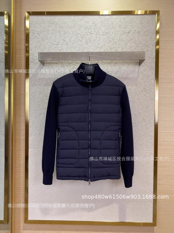 欧洲站外贸新款M家针织拼接羽绒服 现货立领休闲时尚男女同款外套|undefined