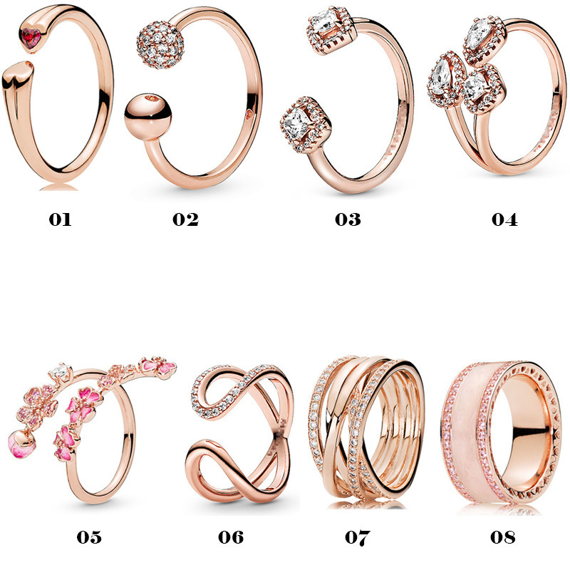 Panjia Ring Rose Gold Peach Blossom Patch Open Style Couple Ring Matching Ring Women's Foreign Trade Supply
