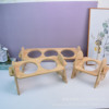 Wooden pet feeding rack dog bowl can adjust the double bowl of pet feeding shelf shelves can determine pet supplies