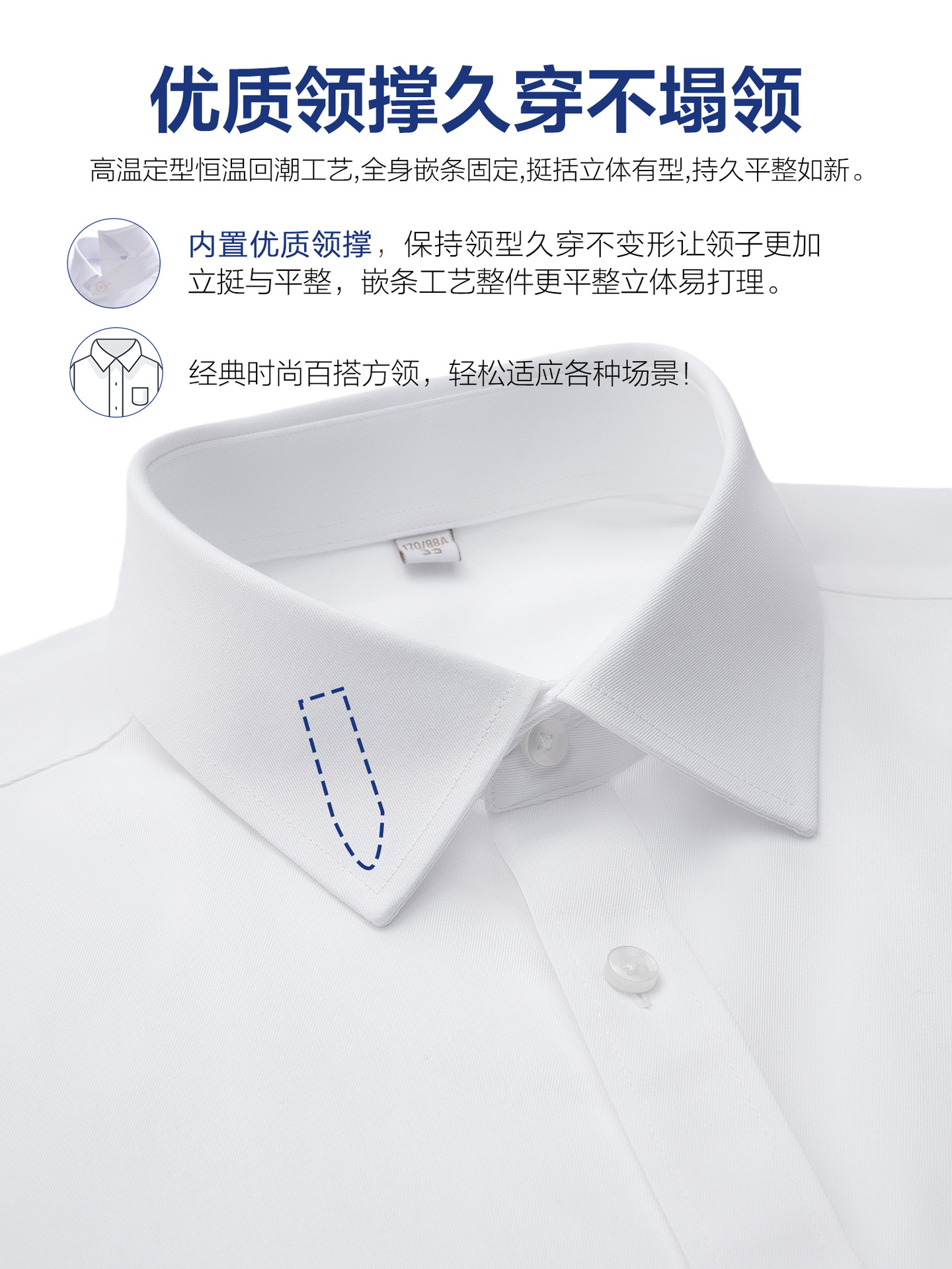 Camisas de hombre DP prendas de vestir sin quemar camisas de mangas cortas 100% algodón largo de negocios camisa blanca de hombre LOGO fijo