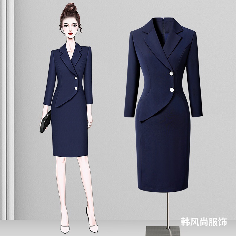 Professional attire temperament goddess fan fake two-piece tooling dress high-end medical beauty front desk reception sales department overalls Professional attire temperament goddess fan fake two-piece tooling dress high-end medical beauty front desk reception sales department overalls