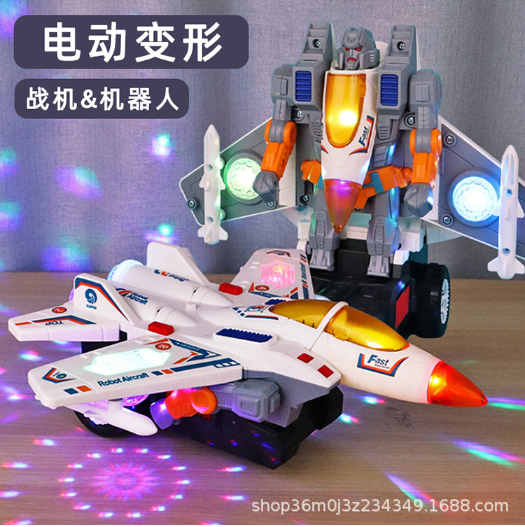 Robot de deformación eléctrica para niños, luchador universal, luz, música, avión, bebé, niño, niña, juguete al por mayor