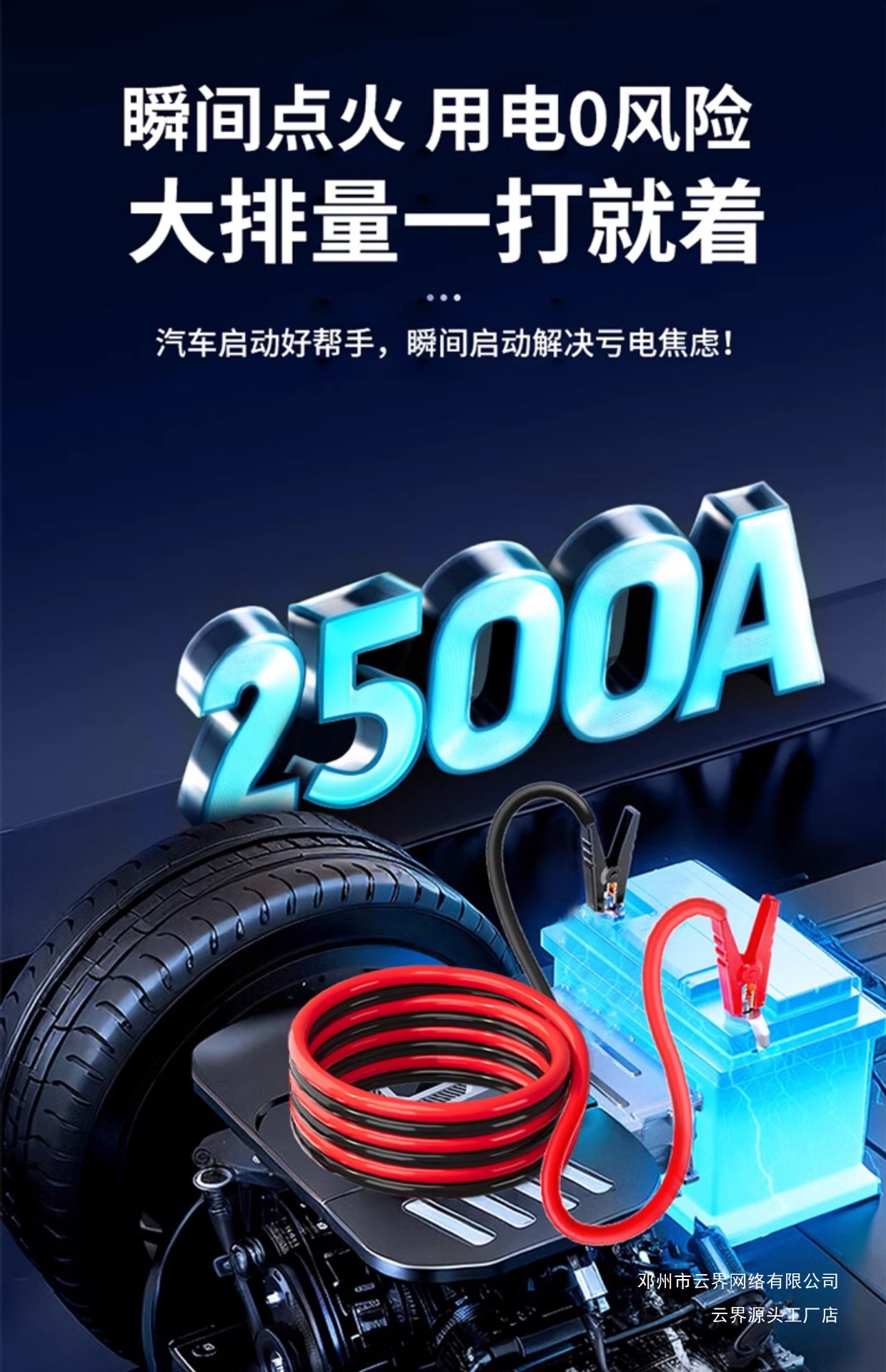 Copper Jumper Cables for Car Batteries, Battery Connection Clips, Battery Jumper Wires