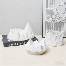 现代新中式手工陶瓷假山收纳摆件烟灰缸家居桌面家用艺术装饰品