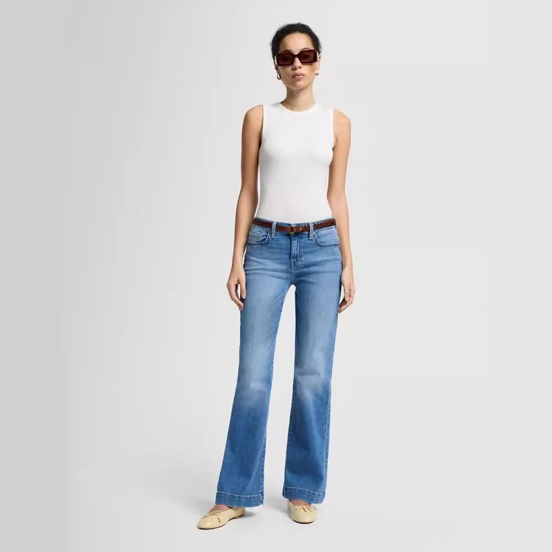 Amazon Slim Stretch Mid-Waist Microflared Jeans plus size Women Stretchy Mid Rise Fla