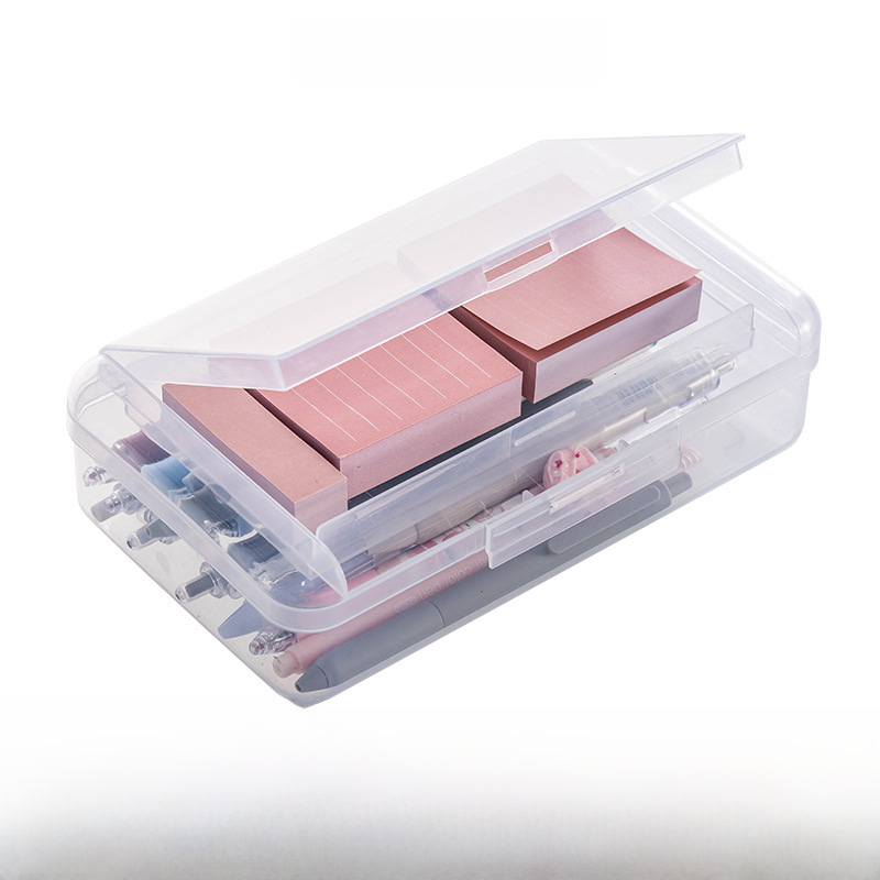 Double-Layer Transparent Multi-Functional Stationery Box Children's Pencil Box Primary School Students Plastic Pencil Box Large Capacity Simple Storage Box