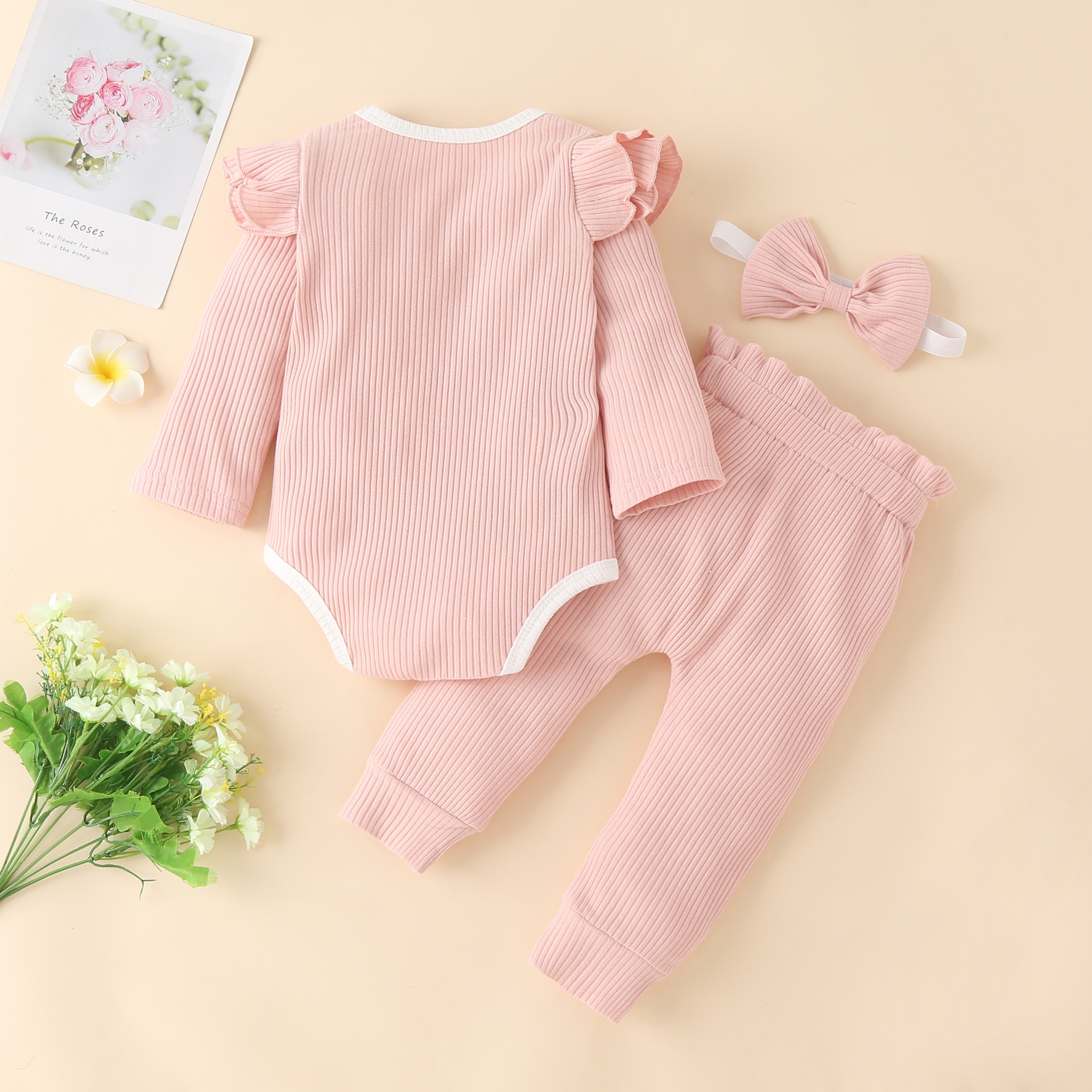 Fashion Solid Color Cotton Blend Baby Clothing Sets display picture 6