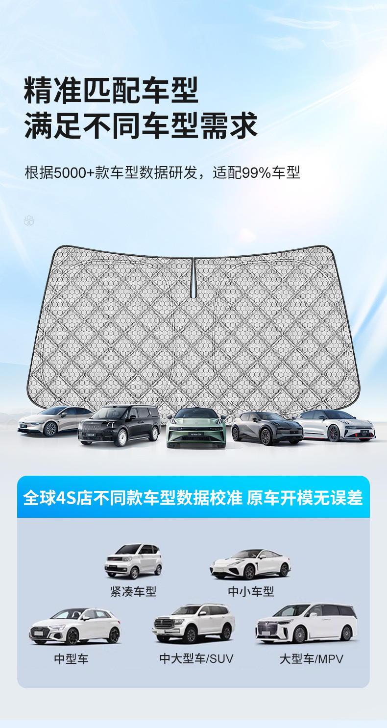 Suitable for Ideal One L6789 Car Front Windshield Sunshade Curtain, 4-Layer Thickened Heat-Insulating Sun Protection Curtain