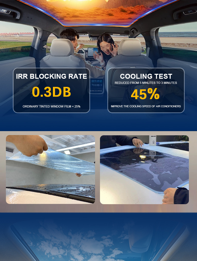 Carlaissl Tpu Sunroof Ice Film 6.5Mil Blue Car Roof Film High Insulation Self-Healing Insulation Film