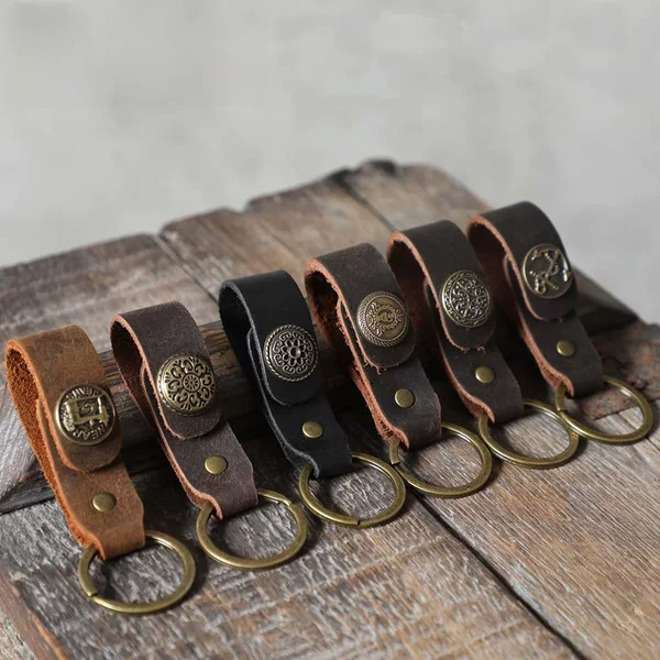 Handmade Original Keychain Head Layer Cowhide Key Bag Car Key Bag Retro Personalized Classic Leather Foreign Trade Explosions