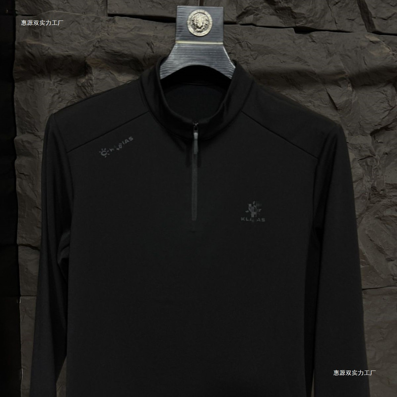 2025 New Sun T-Shirt Long-Sleeved Zipper Sweatshirt Men's Stand-Up Collar Casual Outdoor Versatile Sports Delivery Black