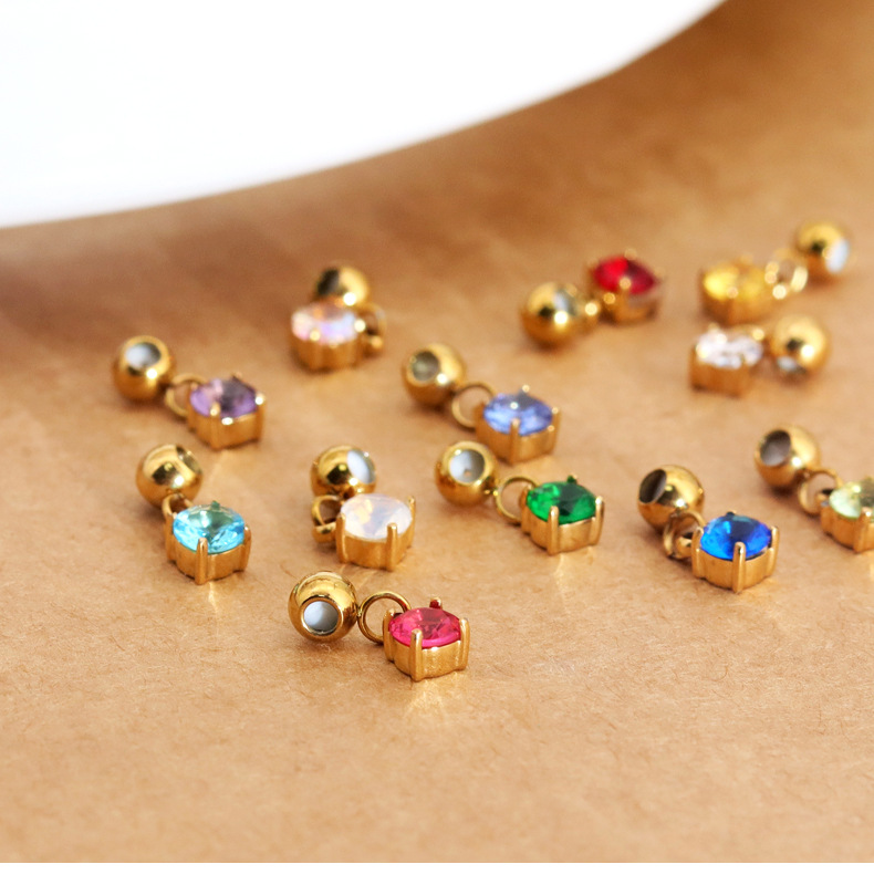 Real Gold Plated Plating Material 1 Piece 4*4*3mm 304 Stainless Steel Artificial Diamond Real Gold Plated Constellation Pendant Chain DIY Jewelry Accessories