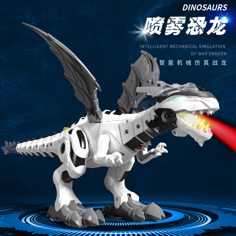 Electric simulation fire-spraying mechanical dragon machine Dragon spray science and education dinosaur model exhibition toy wholesale one-piece delivery