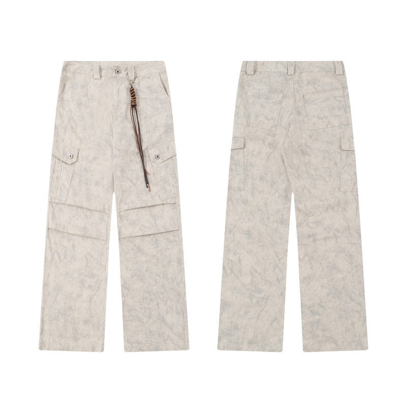 Men's Clothing New Creative Marble Folding Casual Pants for Men and Women Street Fashion Loose Straight Pants_voghion.com