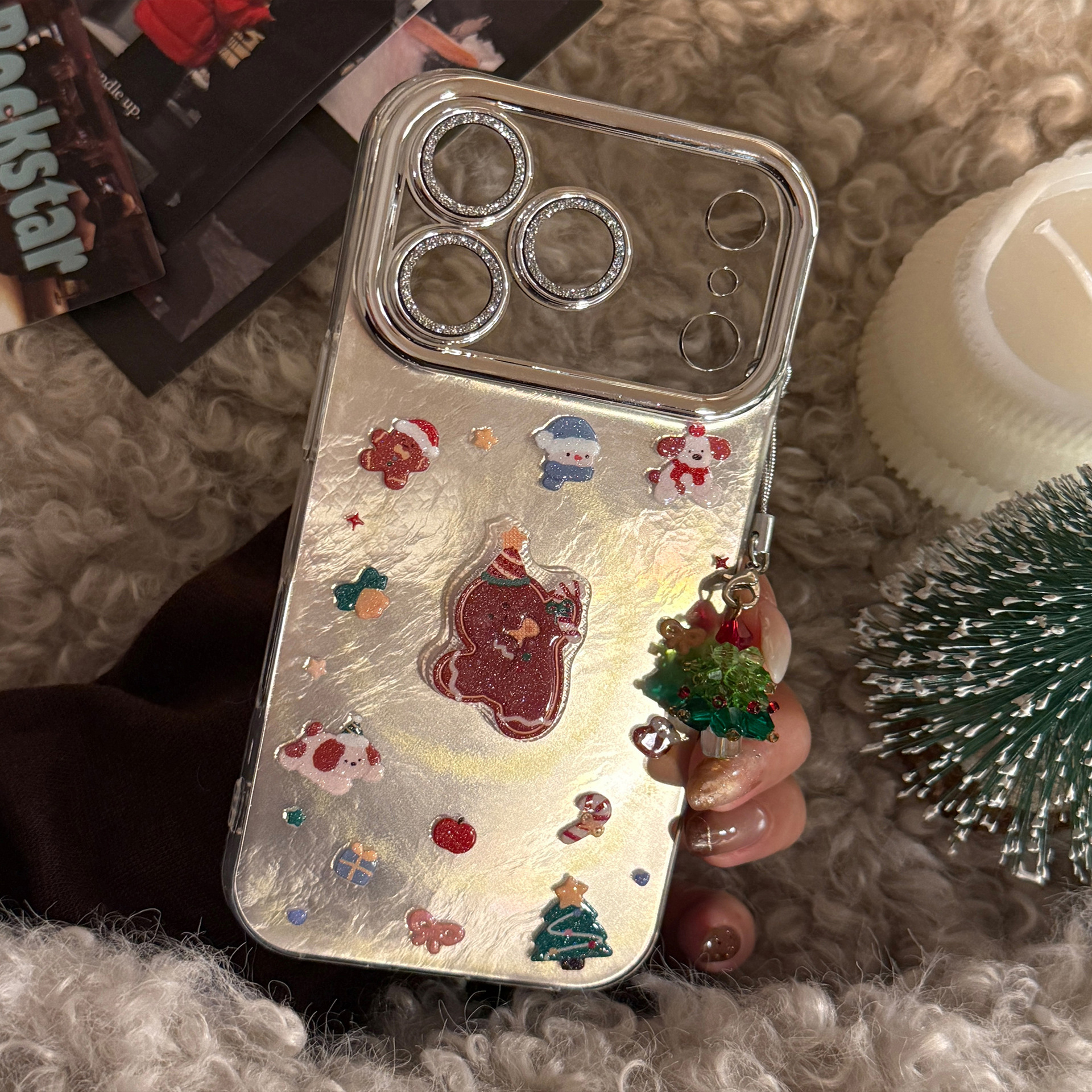 Glitter Gingerbread Man Phone Case For Iphone With Lens Protector_voghion.com